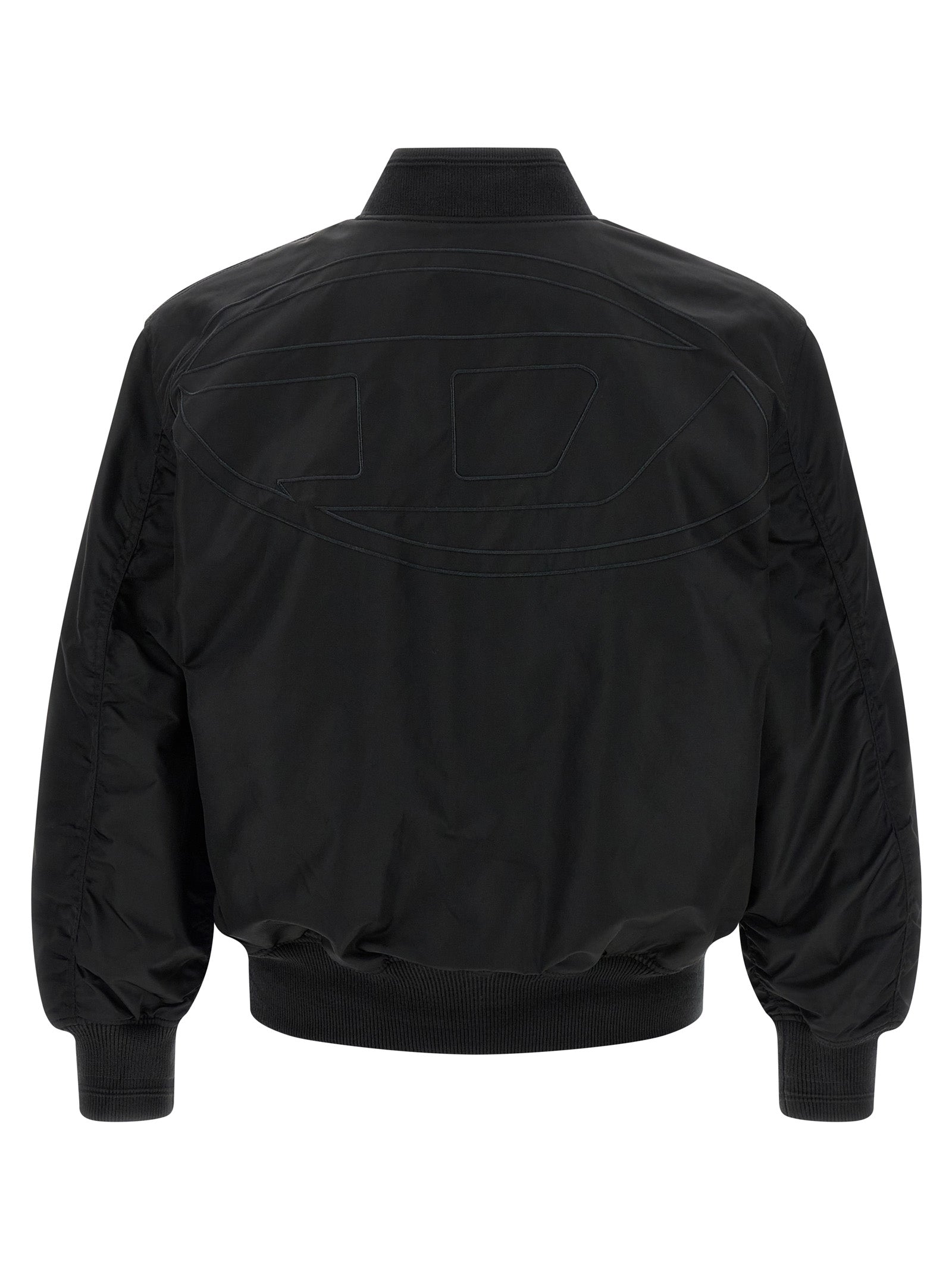 Bomber Jacket by Diesel for men in nylon satin black features a city-ready silhouette, detailed with pockets & insulated and a city-ready .