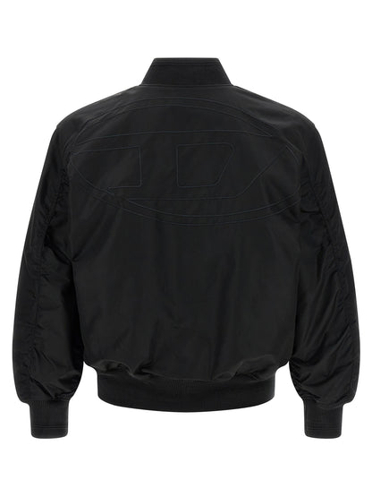 Bomber Jacket by Diesel for men in nylon satin black features a city-ready silhouette, detailed with pockets & insulated and a city-ready .