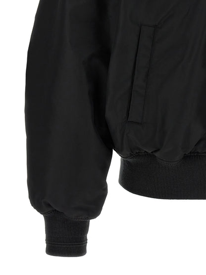 Bomber Jacket by Diesel for men in nylon satin black features a dramatic silhouette, showcasing a sophisticated and distinctive pockets & insulated for a dramatic aesthetic.