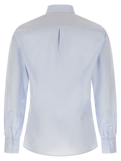 Shirt by Brunello Cucinelli for men in cotton light-blue presents a discerning silhouette, showcasing a sophisticated and for a truly discerning finish.