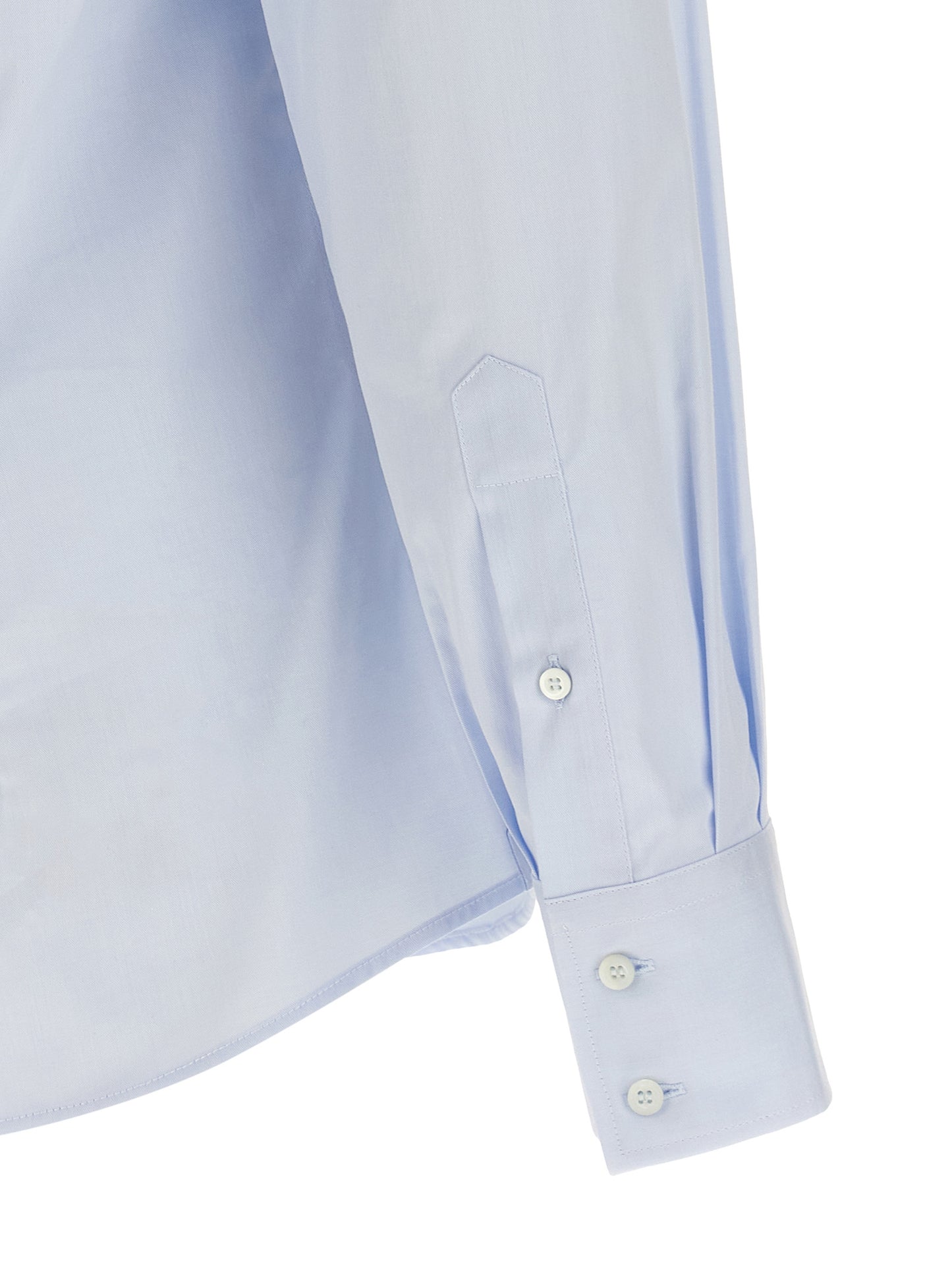 Shirt by Brunello Cucinelli for men in cotton light-blue features an architectural silhouette with a refined and elegant for a architectural look.