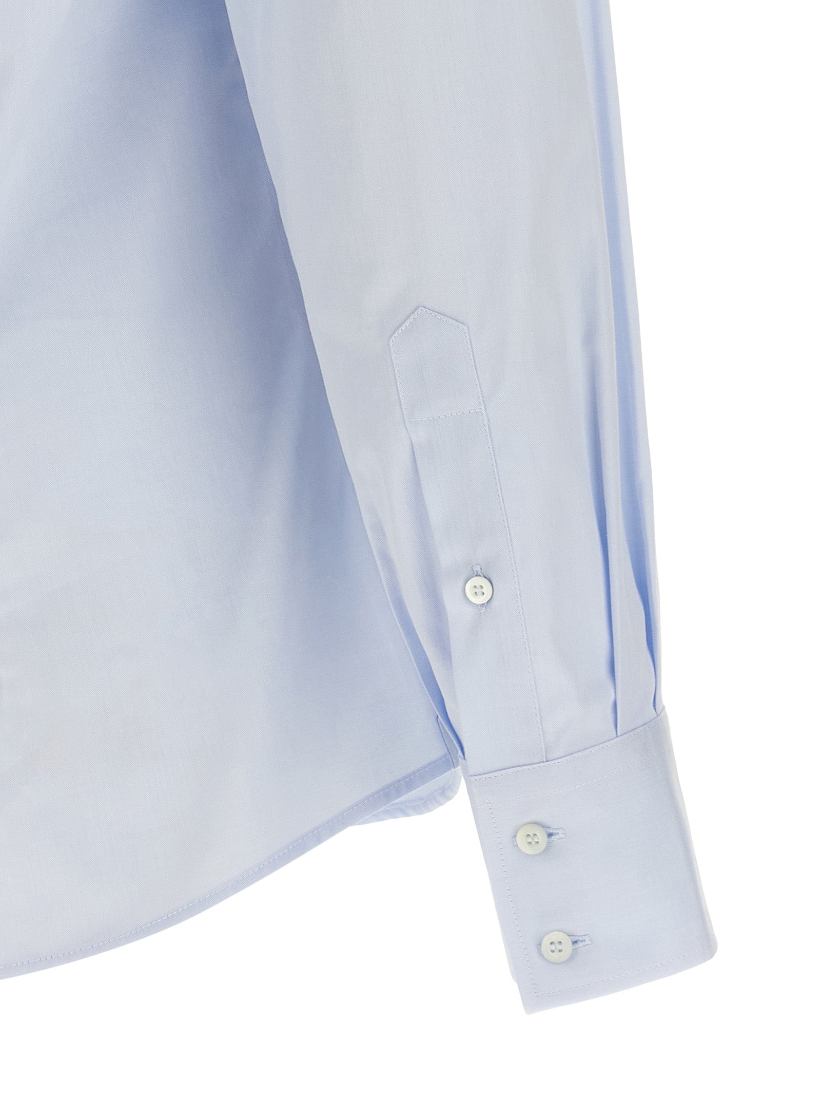 Shirt by Brunello Cucinelli for men in cotton light-blue features an architectural silhouette with a refined and elegant for a architectural look.