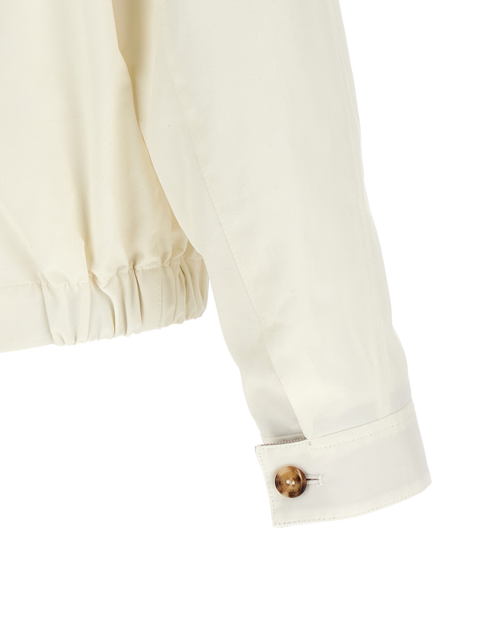 Overcoat by Brunello Cucinelli for men in polyamide cotton velvet white features a contemporary silhouette showcasing a contemporary and refined pockets for a sophisticated finish.