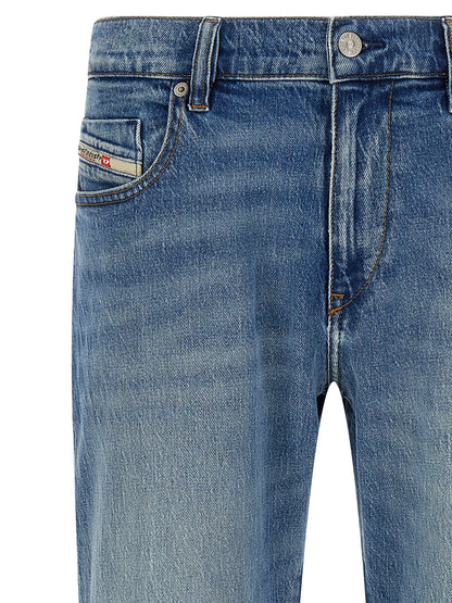 Jeans by Diesel for men in stretch denim cotton light-blue features an sophisticated mid rise and straight-leg with a precise long, creating a sophisticated and sophisticated silhouette.