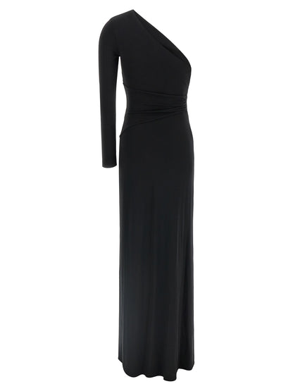 Dress by Elisabetta Franchi for women in stretch viscose black & red features an cute silhouette, detailed with a and that elegantly flows into a cute long.
