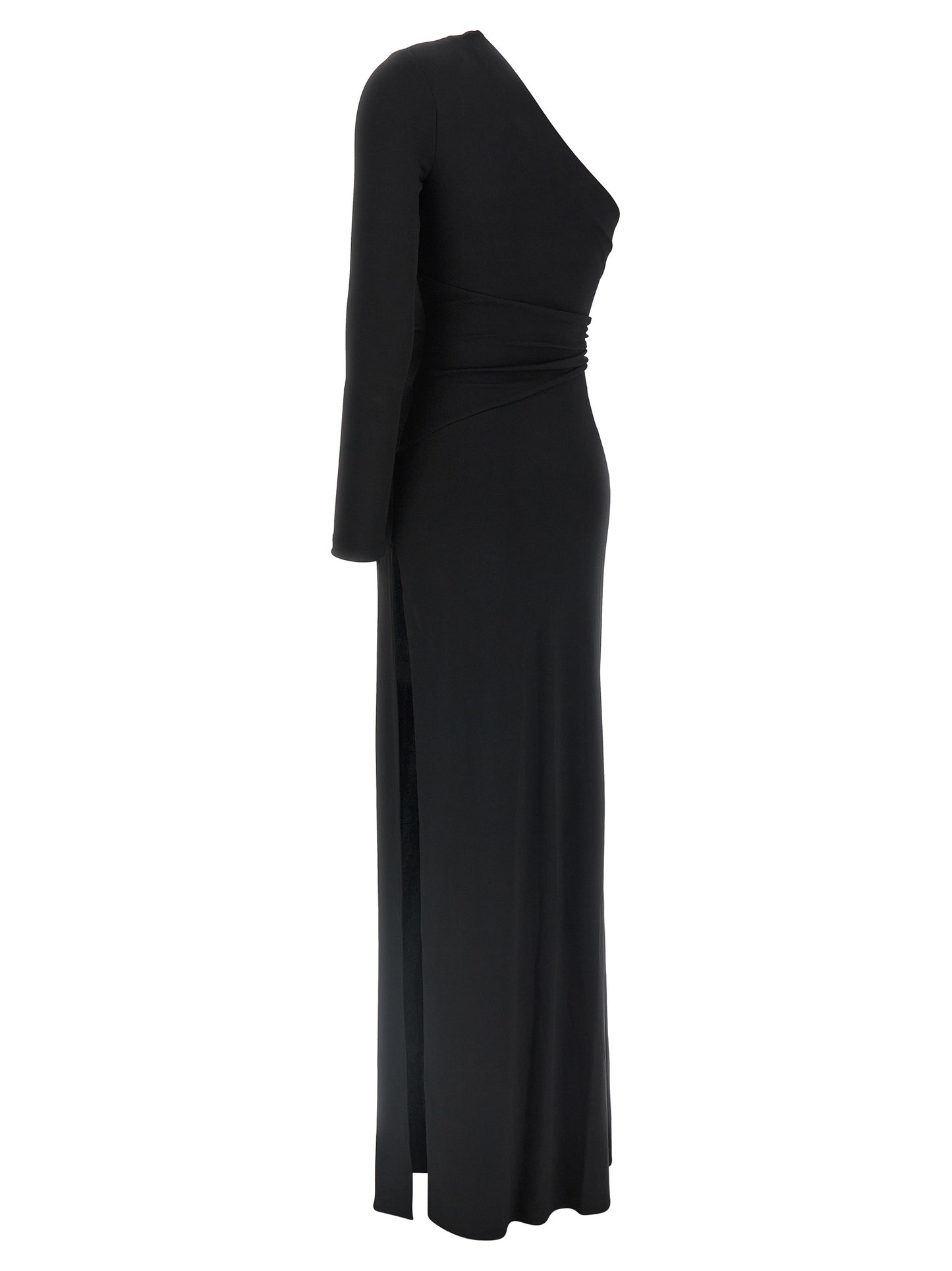Dress by Elisabetta Franchi for women in stretch viscose black & red showcases a striking silhouette, elegantly detailed with a , refined , and a striking long for a striking finish.