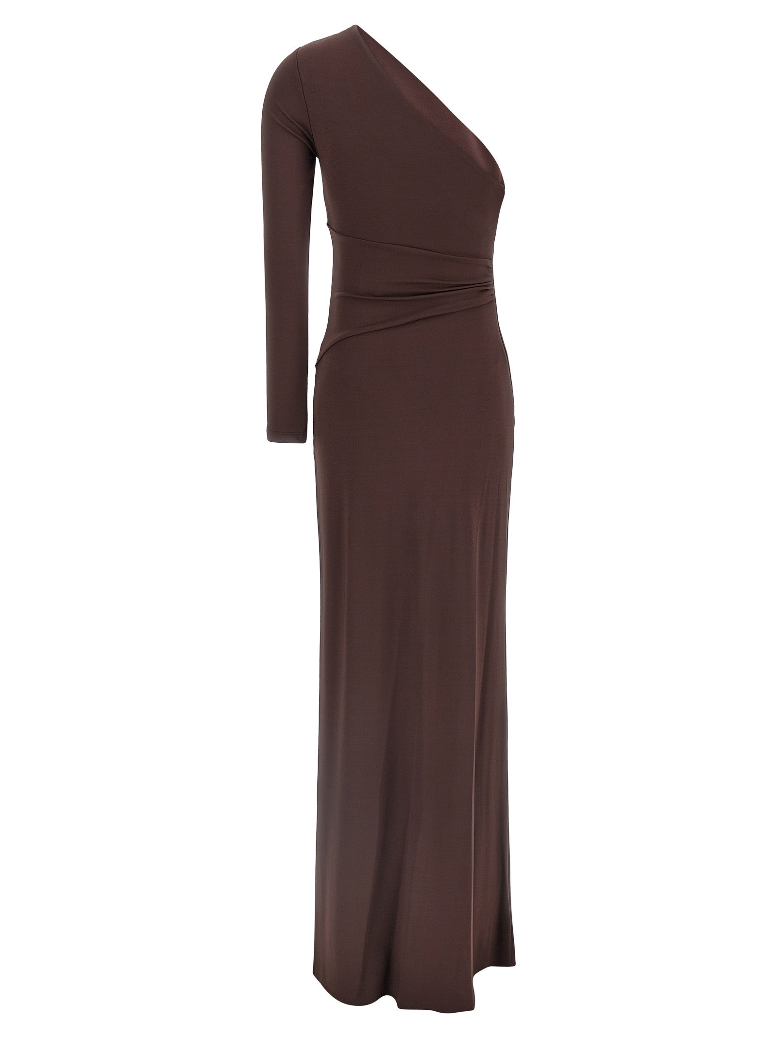 Dress by Elisabetta Franchi for women in stretch viscose brown & red features an cute silhouette, detailed with a and that elegantly flows into a cute long.
