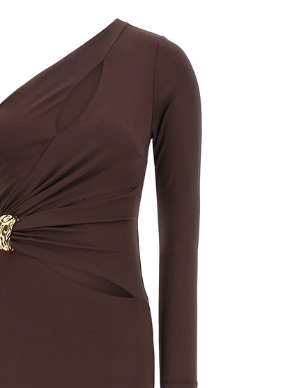 Dress by Elisabetta Franchi for women in stretch viscose brown & red features an magnificent silhouette, artfully detailed with a magnificent and that flows into an magnificent long.