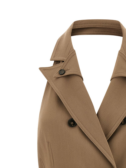 Dress by Elisabetta Franchi for women in viscose satin beige & monogram features an eye catching silhouette with a sophisticated , elegant , and a refined short mini for a eye catching aesthetic.