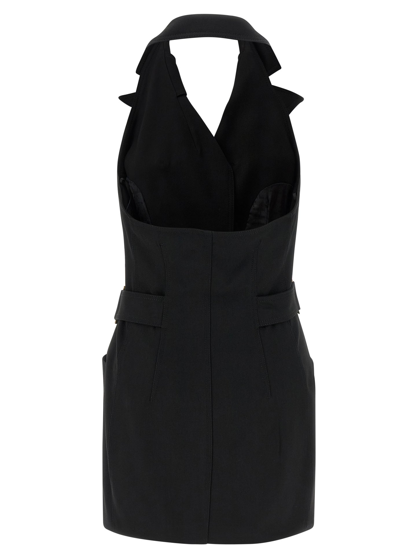 Dress by Elisabetta Franchi for women in stretch viscose black features an cute silhouette, detailed with a and that elegantly flows into a cute short mini.