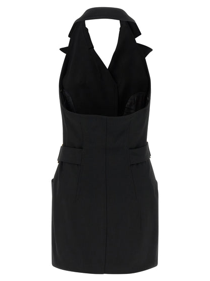 Dress by Elisabetta Franchi for women in stretch viscose black features an cute silhouette, detailed with a and that elegantly flows into a cute short mini.