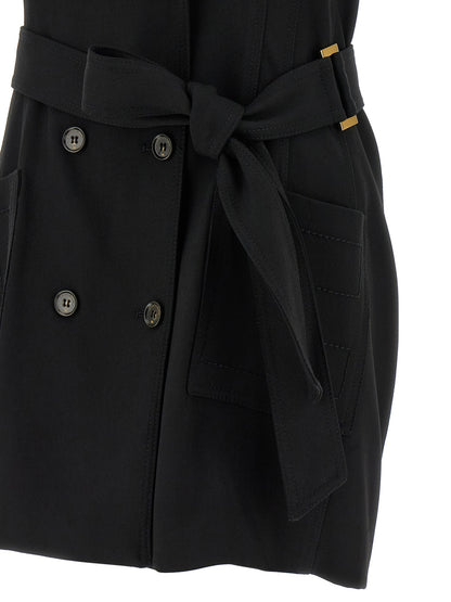 Dress by Elisabetta Franchi for women in stretch viscose black presents a sinuous silhouette, showcasing a sophisticated and detailed with a sinuous short mini for a refined finish.