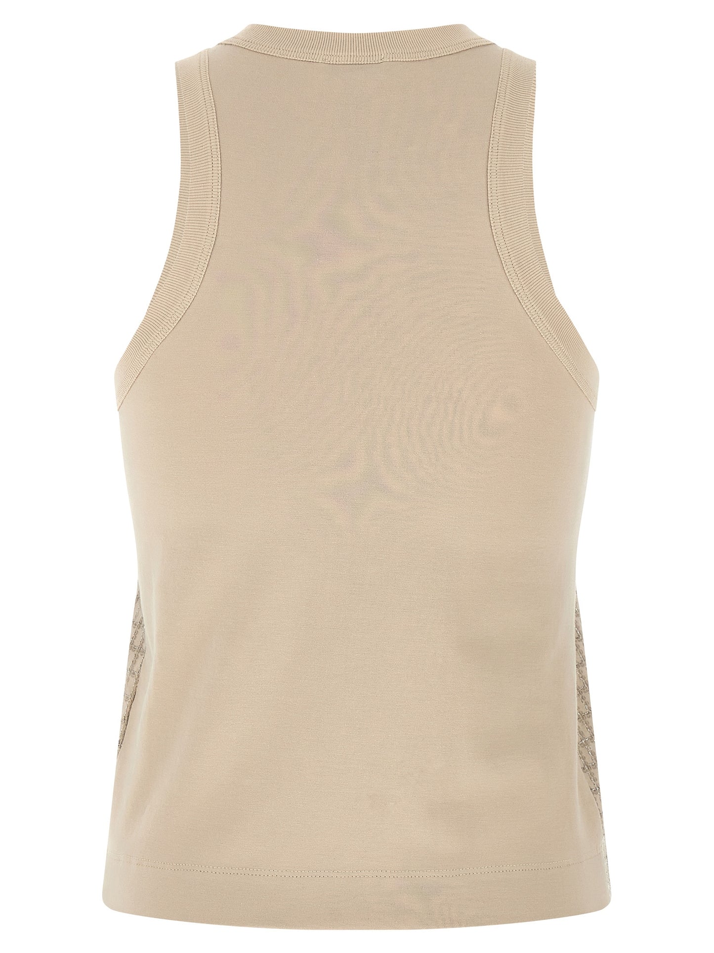 Tank Top by Brunello Cucinelli for women in cotton & sequins beige presents a uncompromising silhouette, artfully detailed with a uncompromising crew neckline and for a sophisticated, uncompromising finish.