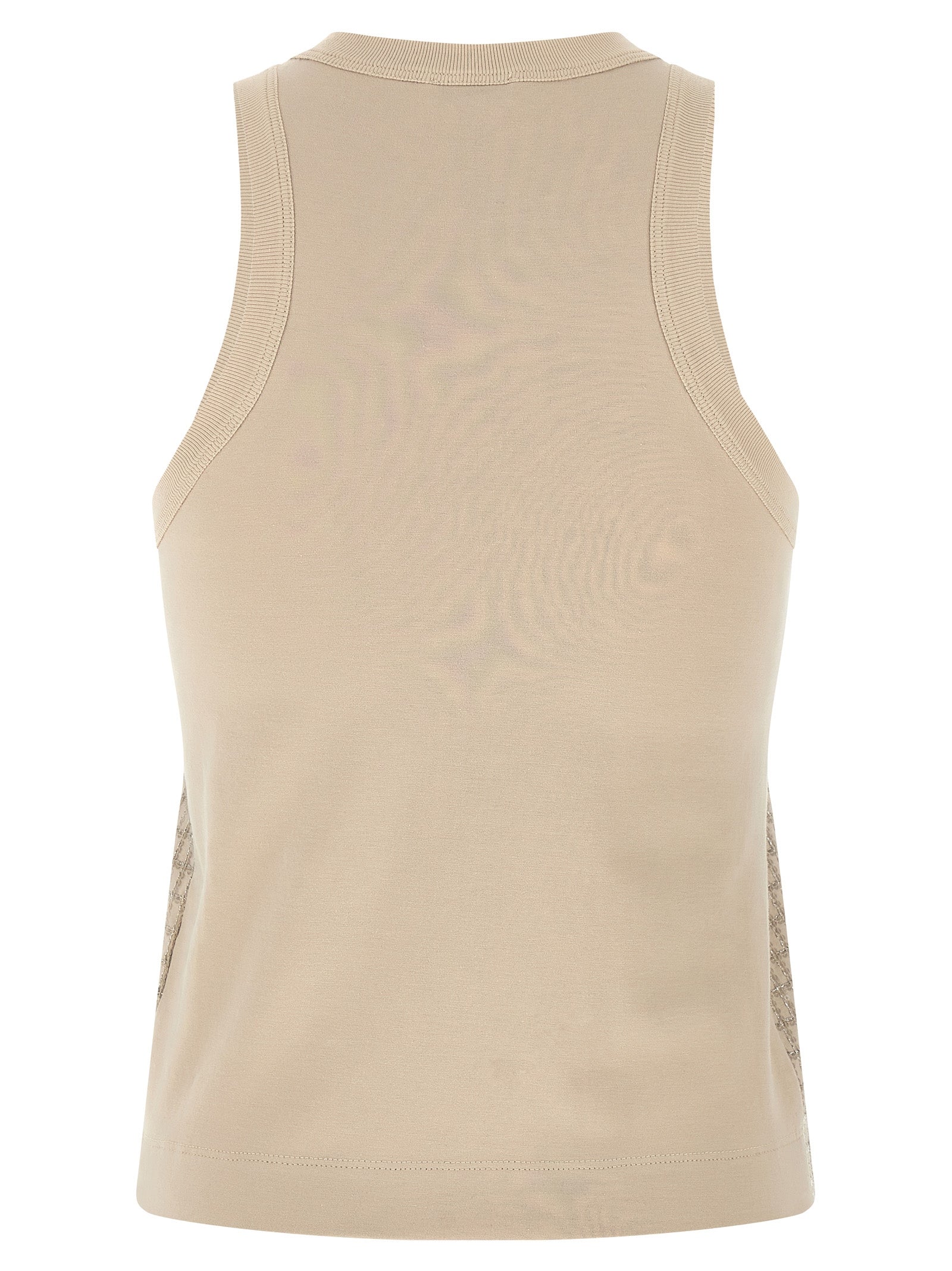 Tank Top by Brunello Cucinelli for women in cotton & sequins beige presents a uncompromising silhouette, artfully detailed with a uncompromising crew neckline and for a sophisticated, uncompromising finish.