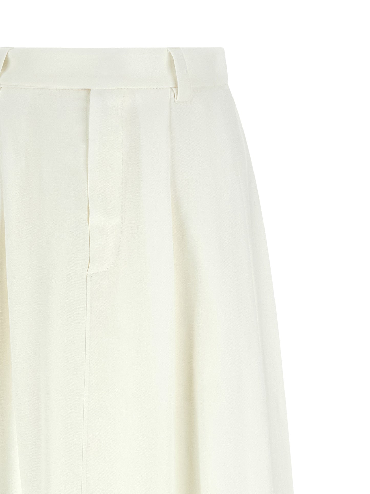 Skirt by Brunello Cucinelli for women in linen viscose white features a contoured silhouette from the Monile Women's Flared Linen Viscose Midi Skirt collection, characterized by its contoured midi for a contoured finish.