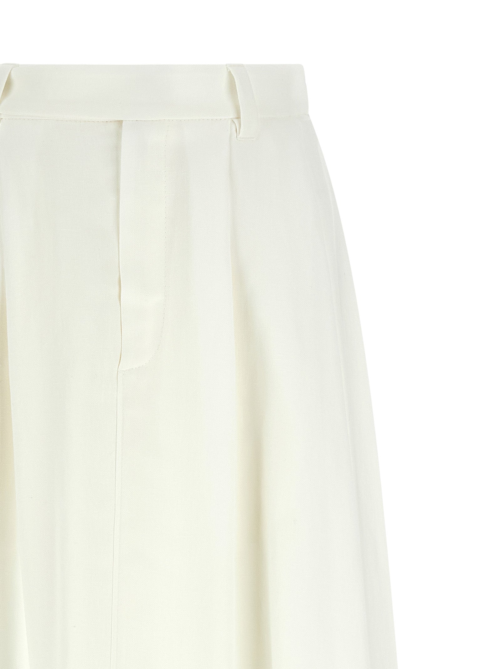 Skirt by Brunello Cucinelli for women in linen viscose white features a contoured silhouette from the Monile Women's Flared Linen Viscose Midi Skirt collection, characterized by its contoured midi for a contoured finish.