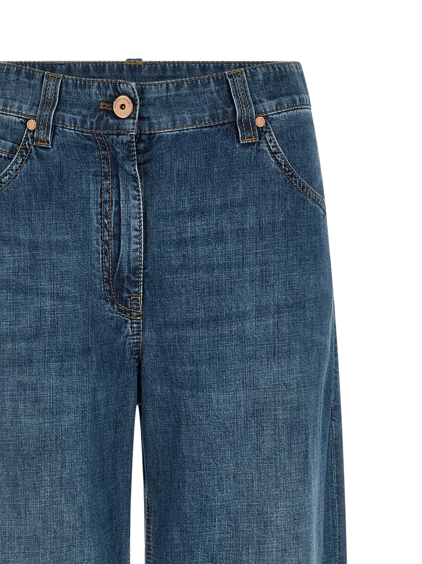 Jeans by Brunello Cucinelli for women in cotton denim blue features an sartorial relaxed-fit & wide and long with a cut for a sartorial finish.