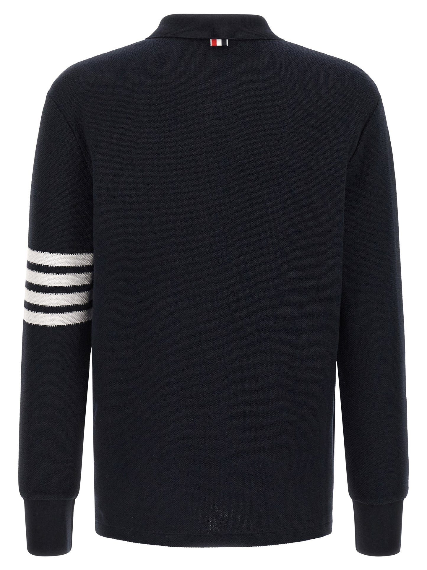 Polo Shirt by Thom Browne for men in cotton blue & signature presents a sleek silhouette, featuring a refined and for a sleek finish.