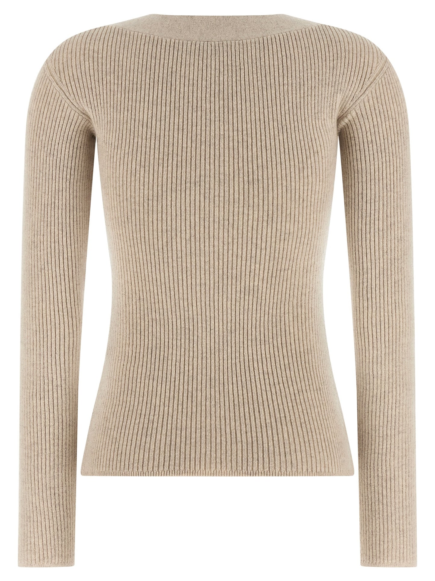 Cardigan by Max Mara for women in polyamide & cashmere beige features an crisp silhouette, showcasing a sophisticated v-neck neckline and detail for a truly crisp finish.