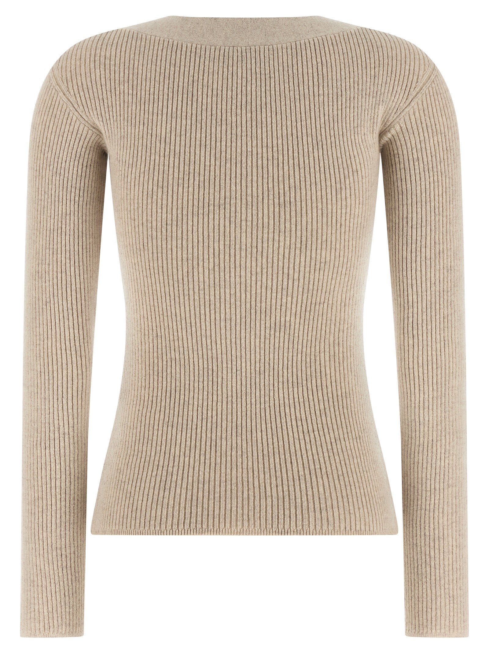 Cardigan by Max Mara for women in polyamide & cashmere beige features an crisp silhouette, showcasing a sophisticated v-neck neckline and detail for a truly crisp finish.