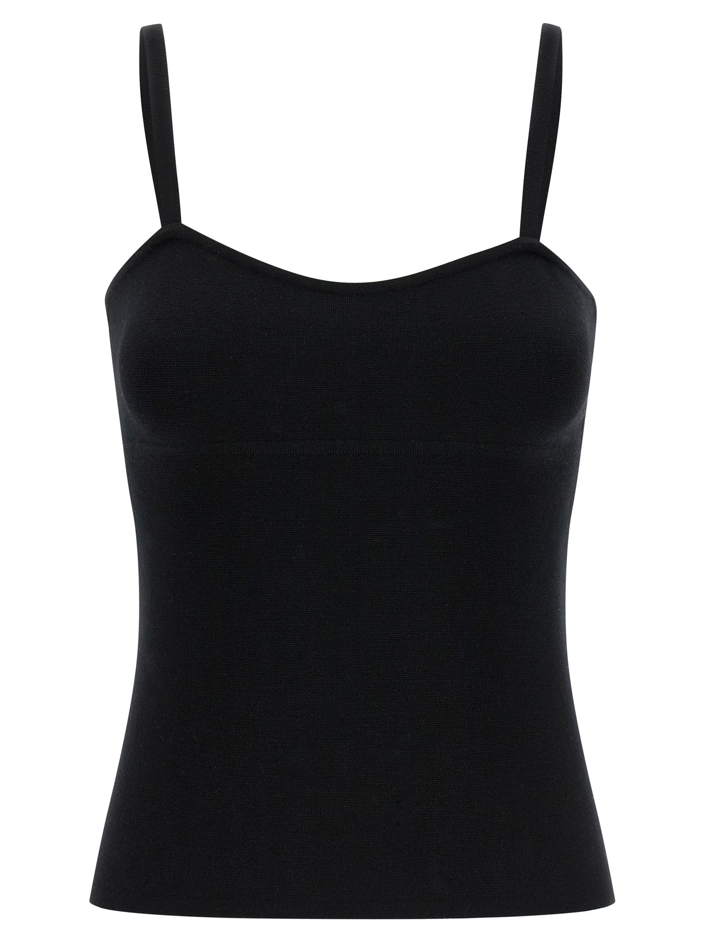 Tank Top by Max Mara for women in virgin wool & polyamide black showcases a sumptuous silhouette, artfully detailed with a sumptuous sweetheart neckline and sleeveless for a truly sumptuous finish.