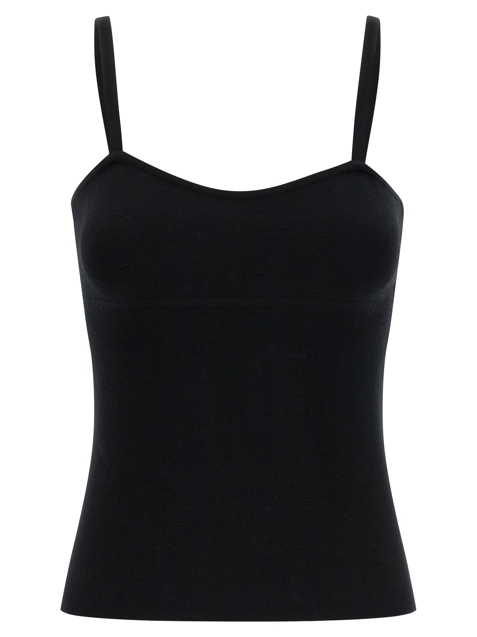 Tank Top by Max Mara for women in virgin wool & polyamide black showcases a sumptuous silhouette, artfully detailed with a sumptuous sweetheart neckline and sleeveless for a truly sumptuous finish.