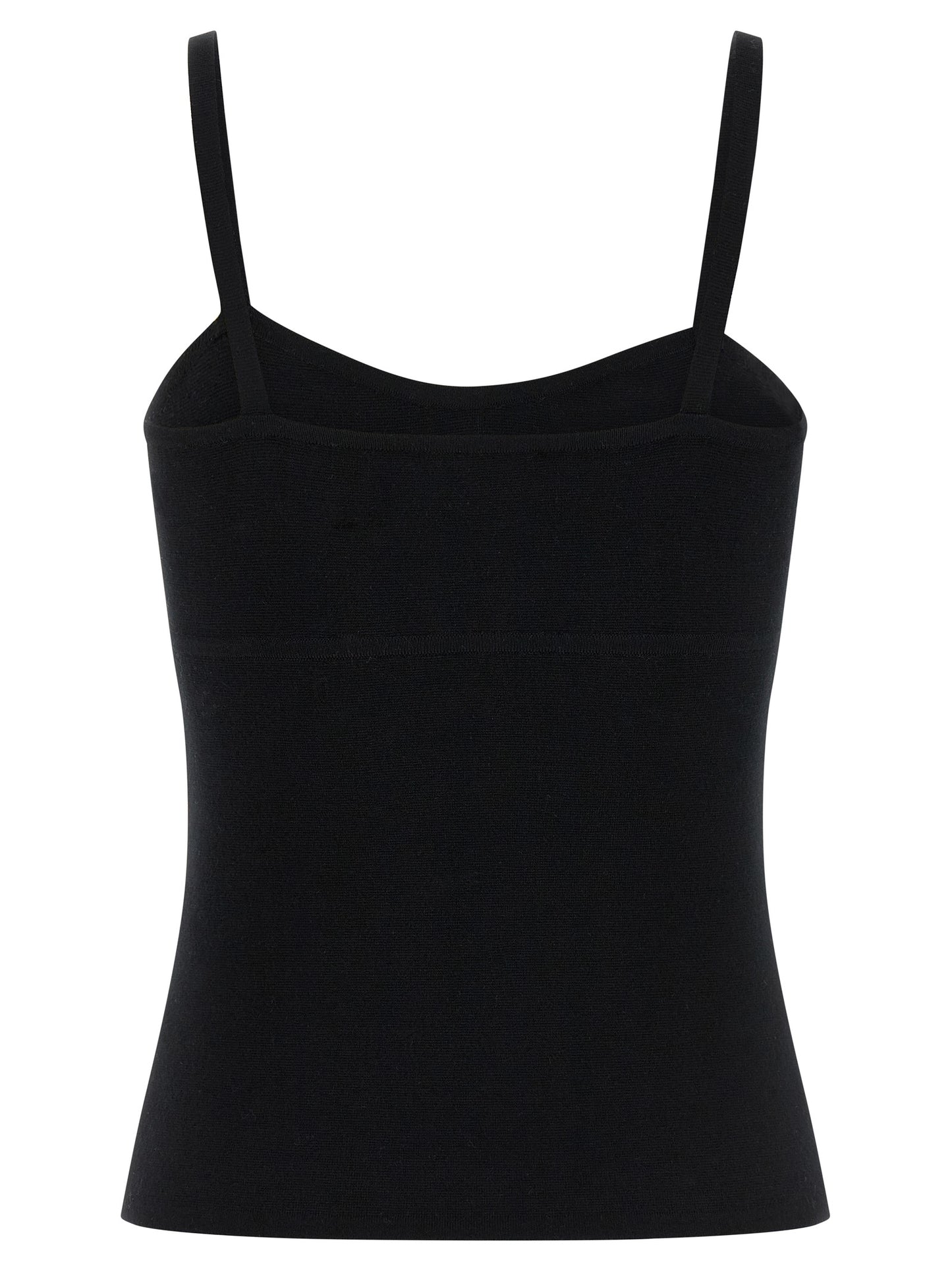 Tank Top by Max Mara for women in virgin wool & polyamide black showcases a streamlined Women's Sweetheart Neck Virgin Wool & Polyamide Tank Top design with a streamlined and sweetheart neckline.