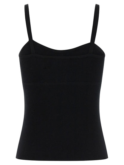 Tank Top by Max Mara for women in virgin wool & polyamide black showcases a streamlined Women's Sweetheart Neck Virgin Wool & Polyamide Tank Top design with a streamlined and sweetheart neckline.