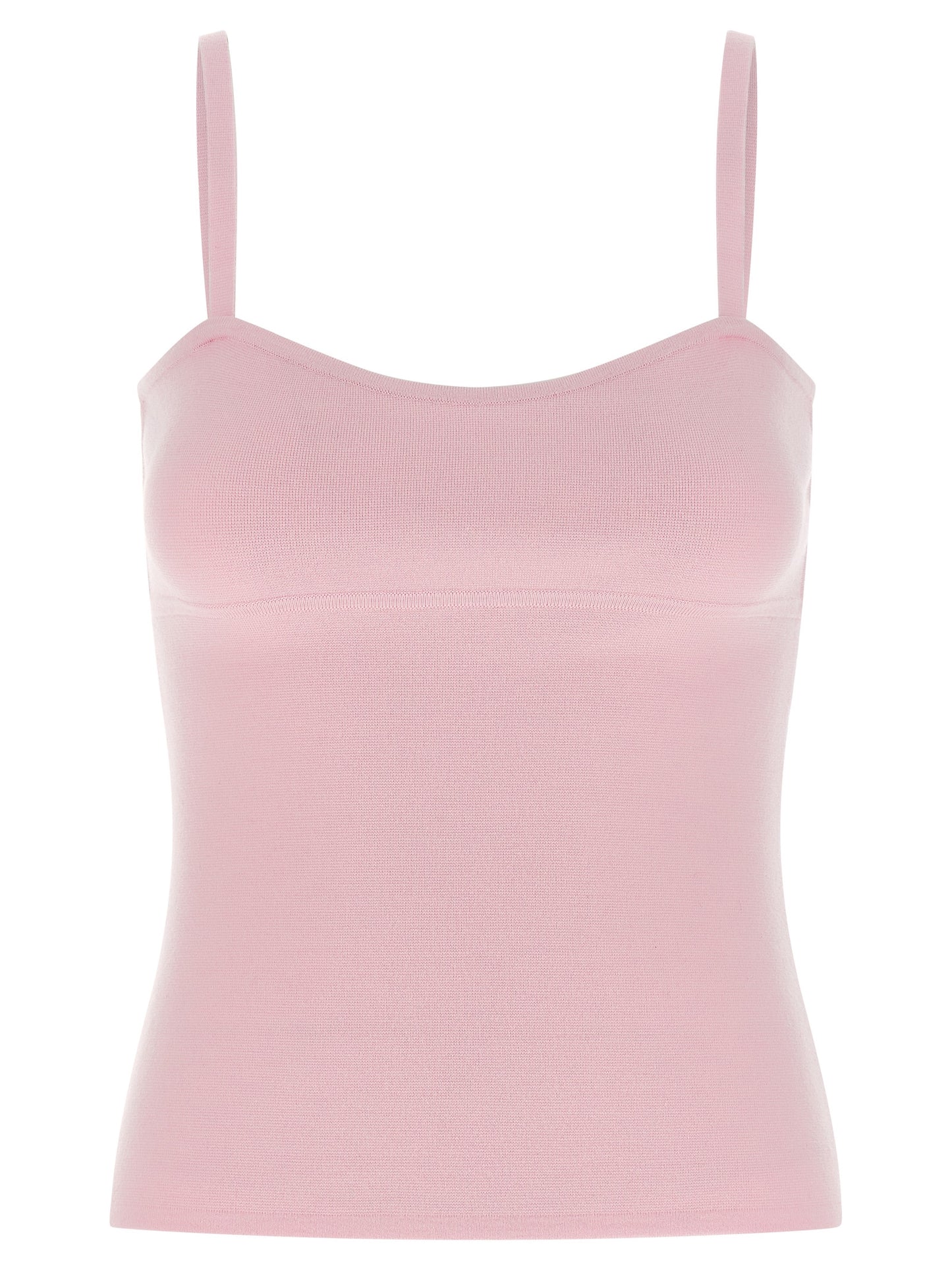 T-Shirt by Max Mara for women in virgin wool & polyamide multicolor & pink showcases a chic silhouette, artfully detailed with a chic sweetheart neckline and sleeveless for a chic finish.