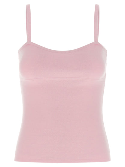 T-Shirt by Max Mara for women in virgin wool & polyamide multicolor & pink showcases a chic silhouette, artfully detailed with a chic sweetheart neckline and sleeveless for a chic finish.