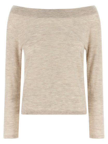 Cardigan by Max Mara for women in cashmere beige features an impeccable silhouette, showcasing a sophisticated boat neckline and detail for a truly impeccable finish.