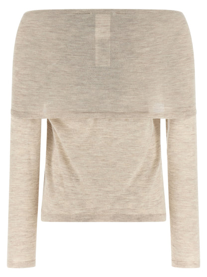Cardigan by Max Mara for women in cashmere beige showcases a luxurious silhouette, meticulously detailed with a sophisticated boat neckline and for a refined finish.