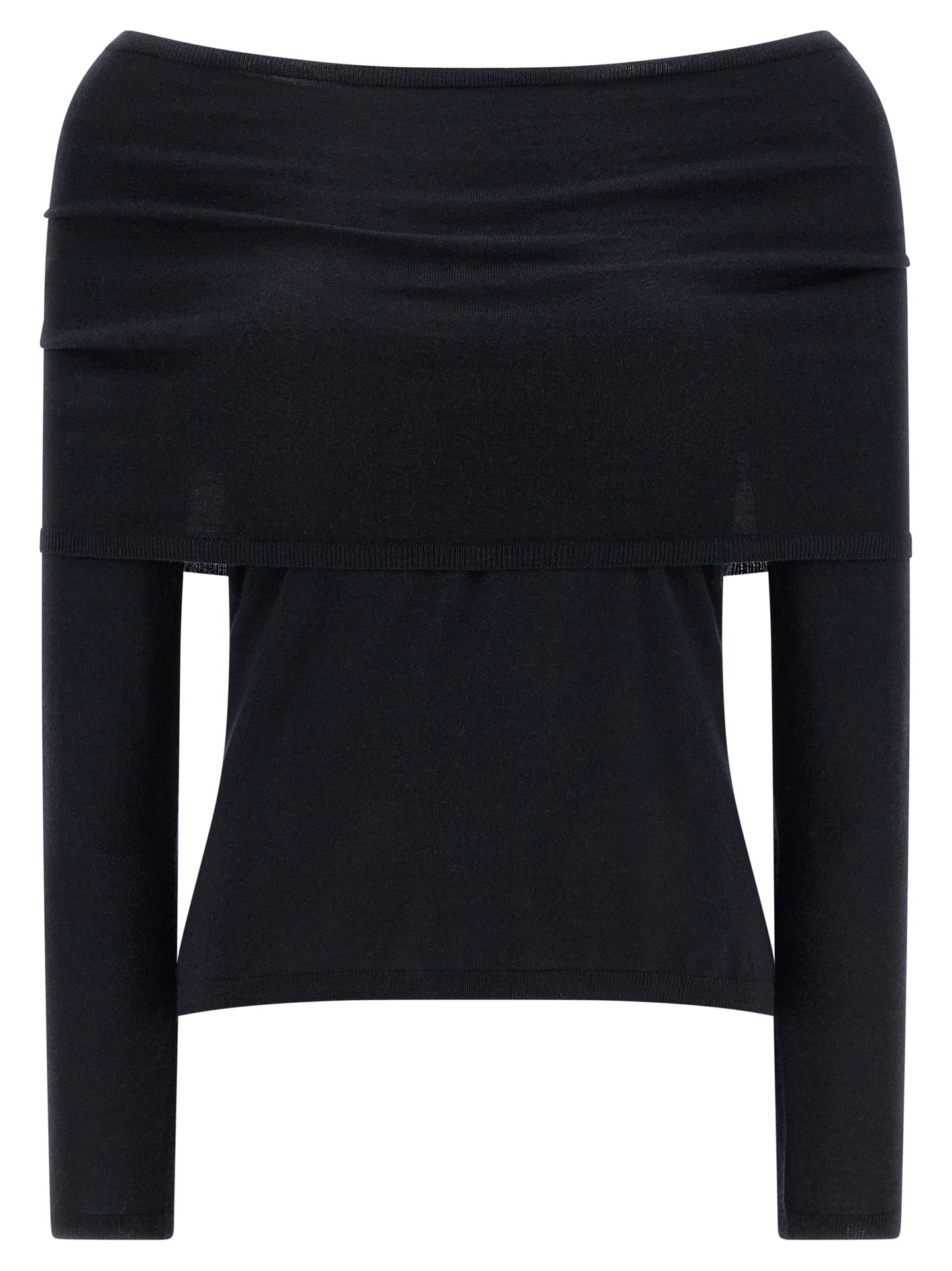 Cardigan by Max Mara for women in cashmere blue features a dramatic silhouette, showcasing a sophisticated boat neckline and dramatic detail for a timeless, premium look.