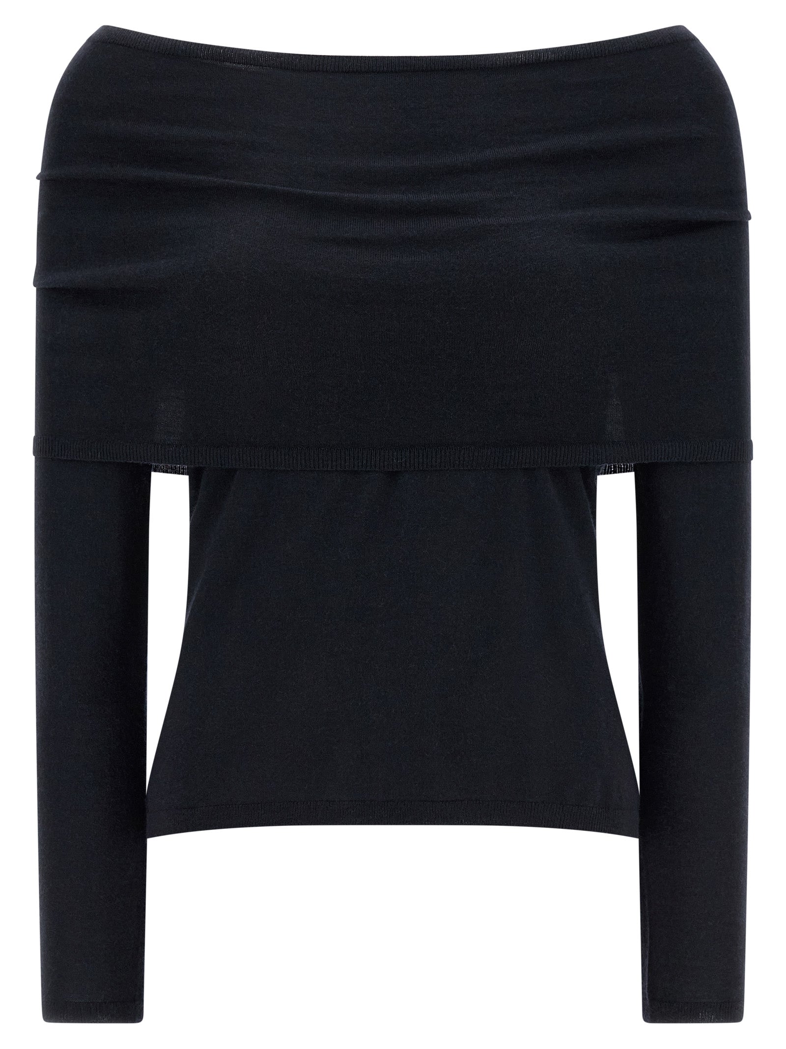Cardigan by Max Mara for women in cashmere blue features a dramatic silhouette, showcasing a sophisticated boat neckline and dramatic detail for a timeless, premium look.