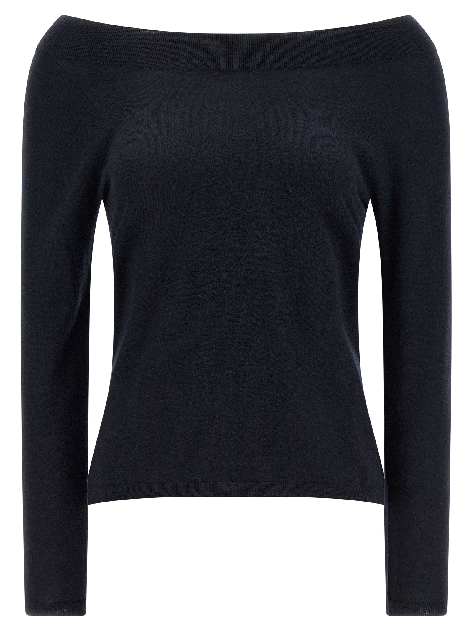 Cardigan by Max Mara for women in cashmere blue features a nuanced silhouette with a refined boat neckline and nuanced detailing for a sophisticated look.