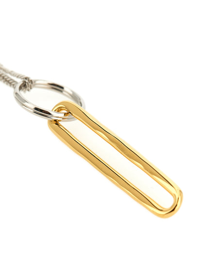 Necklace by Jil Sander for women in raffia polyamide patent leather gold & pearl showcases a luminous chain statement necklace design that defines the elegant Women's Gold Brass & Pearls Necklace.