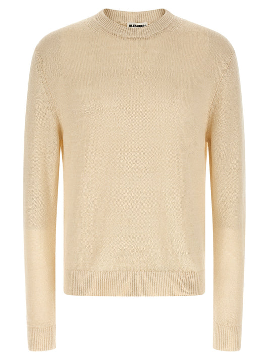 Jil Sander Men's Relaxed Fit Crew Neck Silk & Hemp Cardigan - Beige