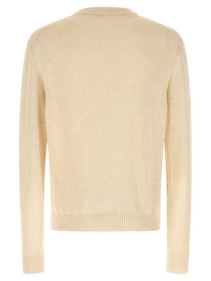 Jil Sander Men's Relaxed Fit Crew Neck Silk & Hemp Cardigan - Beige
