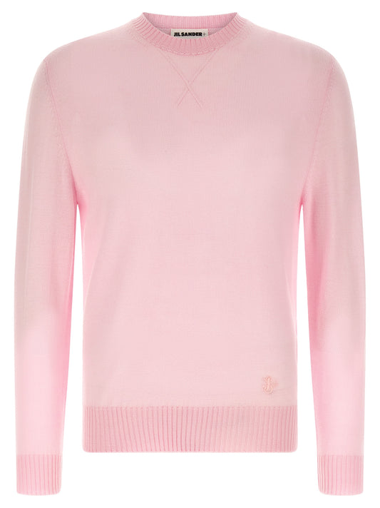 Jil Sander Men's Crew Neck Plush Virgin Wool Cardigan - Multicolor Pink