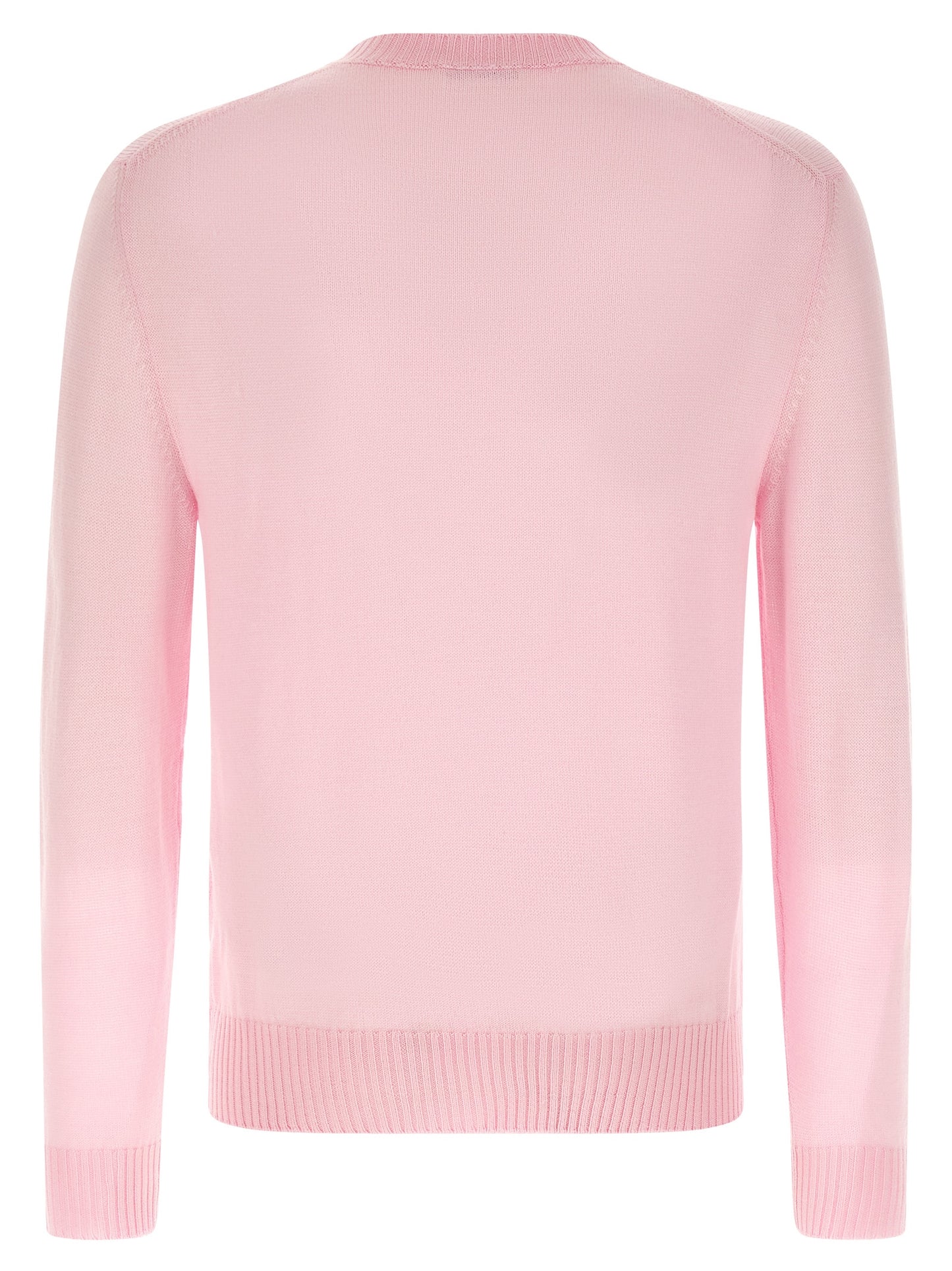 Jil Sander Men's Crew Neck Plush Virgin Wool Cardigan - Multicolor Pink
