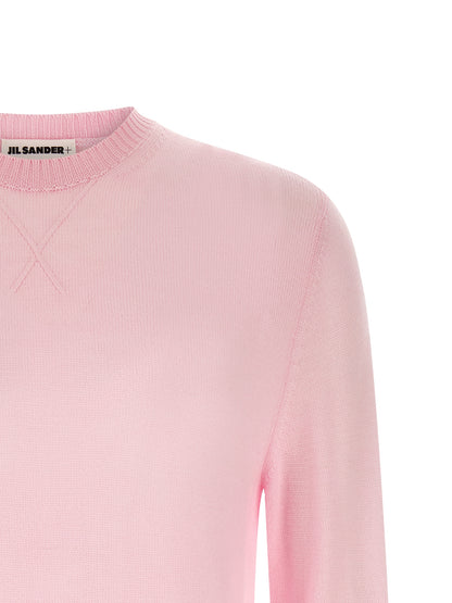 Jil Sander Men's Crew Neck Plush Virgin Wool Cardigan - Multicolor Pink