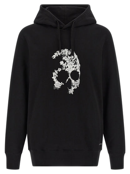 Sweatshirt Hoodie by Alexander McQueen for men in cotton bicolour, black, white & print features a authentic silhouette, showcasing a sophisticated hooded neckline and authentic detail for a refined finish.