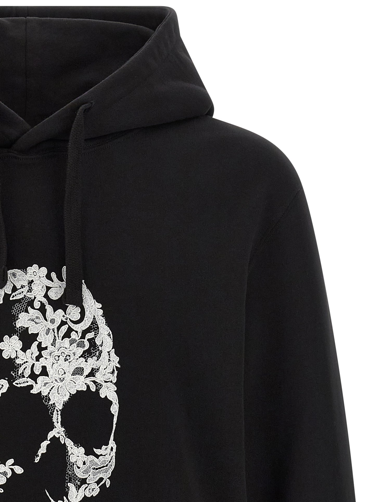Sweatshirt Hoodie by Alexander McQueen for men in cotton bicolour, black, white & print features a edgy silhouette, detailed with a edgy hooded neckline and for a refined finish.