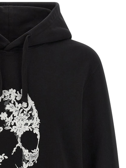 Sweatshirt Hoodie by Alexander McQueen for men in cotton bicolour, black, white & print features a edgy silhouette, detailed with a edgy hooded neckline and for a refined finish.