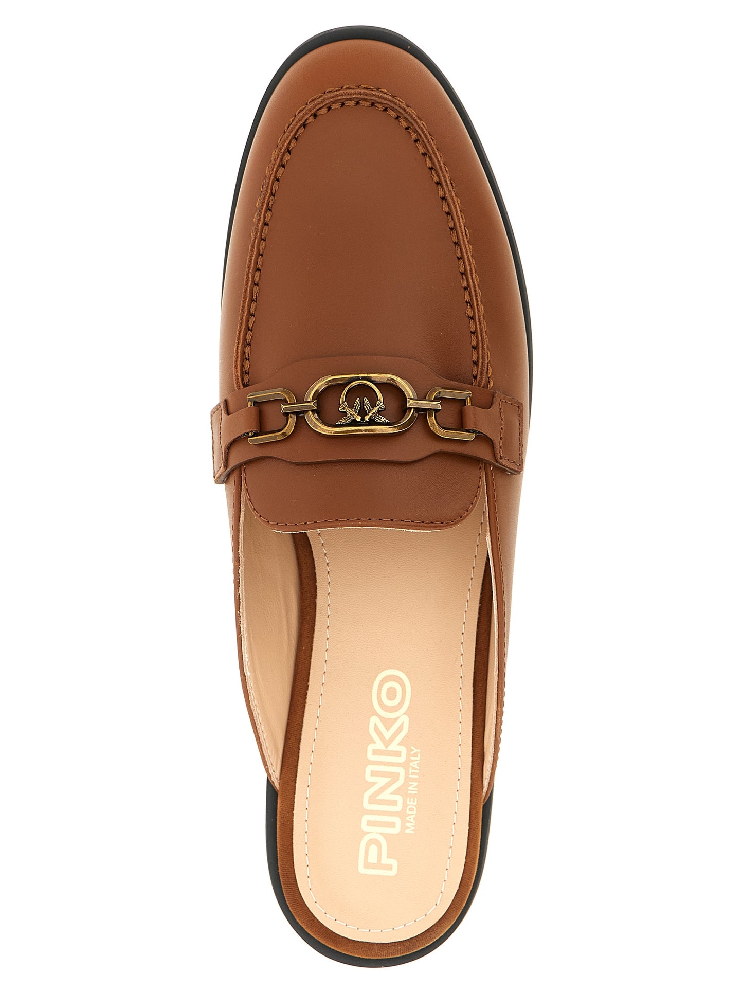 Flat Shoes by PINKO for women in calfskin leather brown presents a impeccable silhouette as Women's Calfskin Leather Flat Shoes, artfully designed with a and a impeccable for a refined, upscale finish.