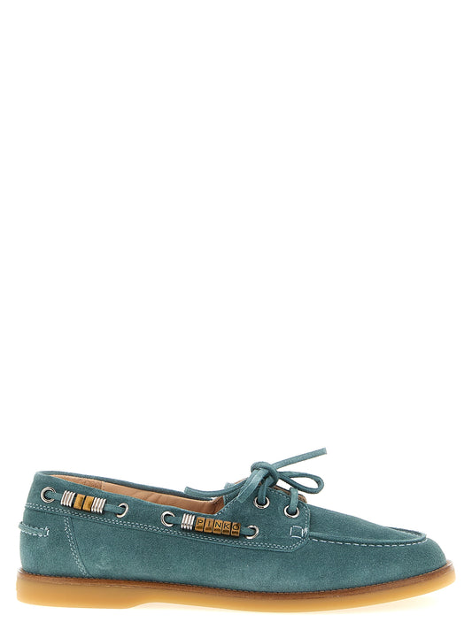 Boat Flat Shoes by PINKO for women in bos taurus suede calfskin leather blue showcases a enchanting silhouette as part of the Grace Women's Bos Taurus Suede Calfskin Leather Boat Flat Shoes collection, defined by a enchanting and for a enchanting look.