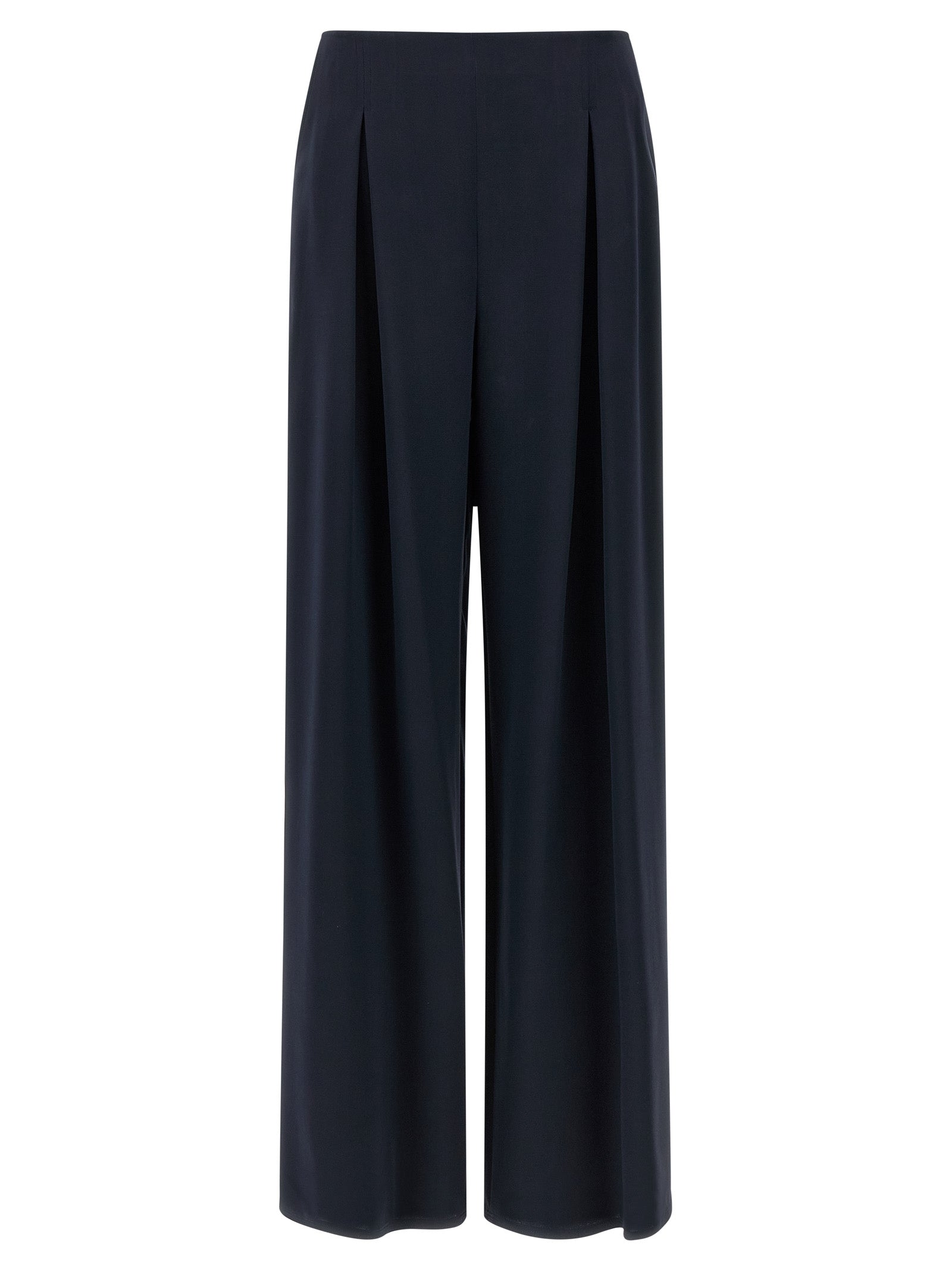 Trousers by Max Mara for women in silk blue features an sartorial silhouette, showcasing a precise straight-leg & wide and long with a sartorial for a refined look.