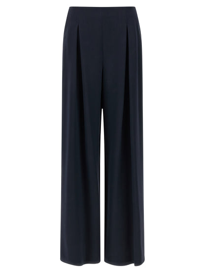 Trousers by Max Mara for women in silk blue features an sartorial silhouette, showcasing a precise straight-leg & wide and long with a sartorial for a refined look.