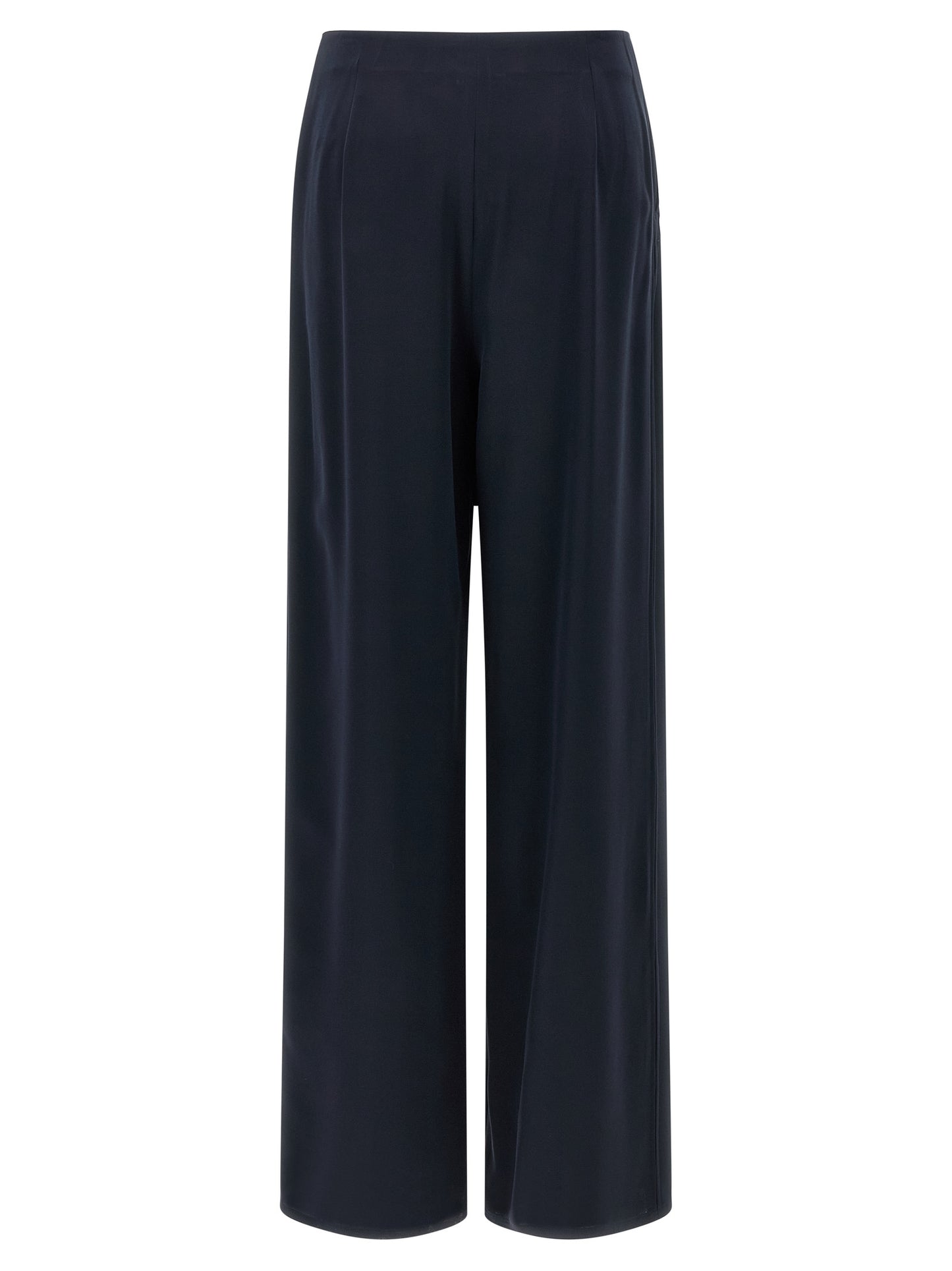 Trousers by Max Mara for women in silk blue features an on trend silhouette, showcasing a sophisticated straight-leg & wide with a long and for an on trend finish.