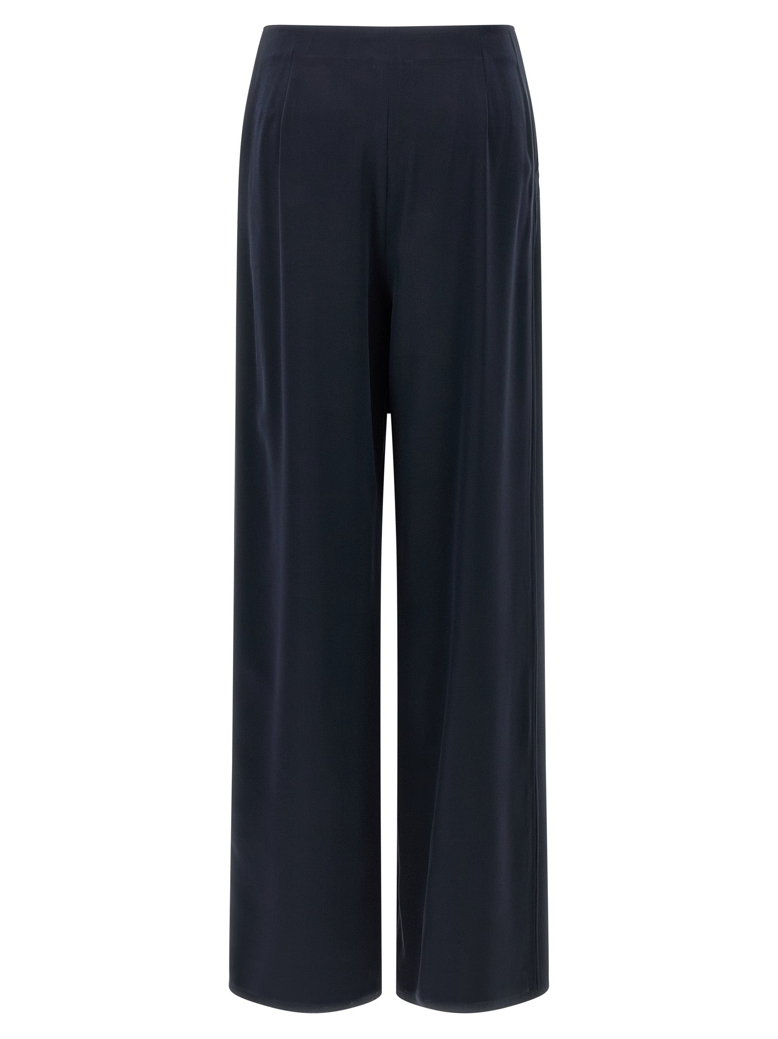 Trousers by Max Mara for women in silk blue features an on trend silhouette, showcasing a sophisticated straight-leg & wide with a long and for an on trend finish.
